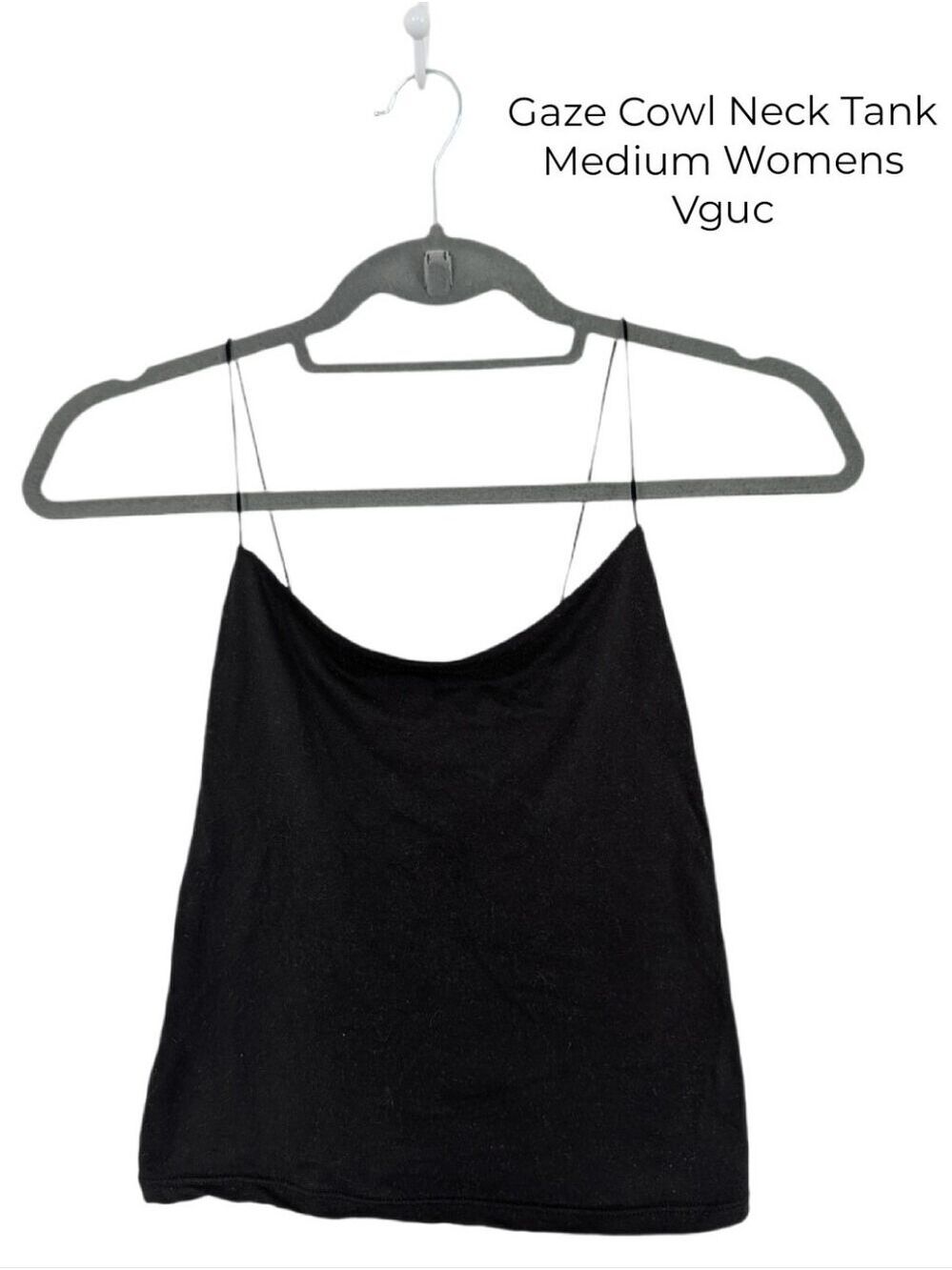 🩵4/$20VWomen's Medium Black Cowl Neck Camisole Tank Top